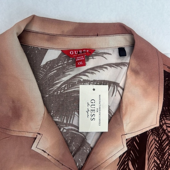 New GUESS Short Sleeve Casual Printing Hawaiian Mens Shirt SZ XXL - Picture 2 of 4